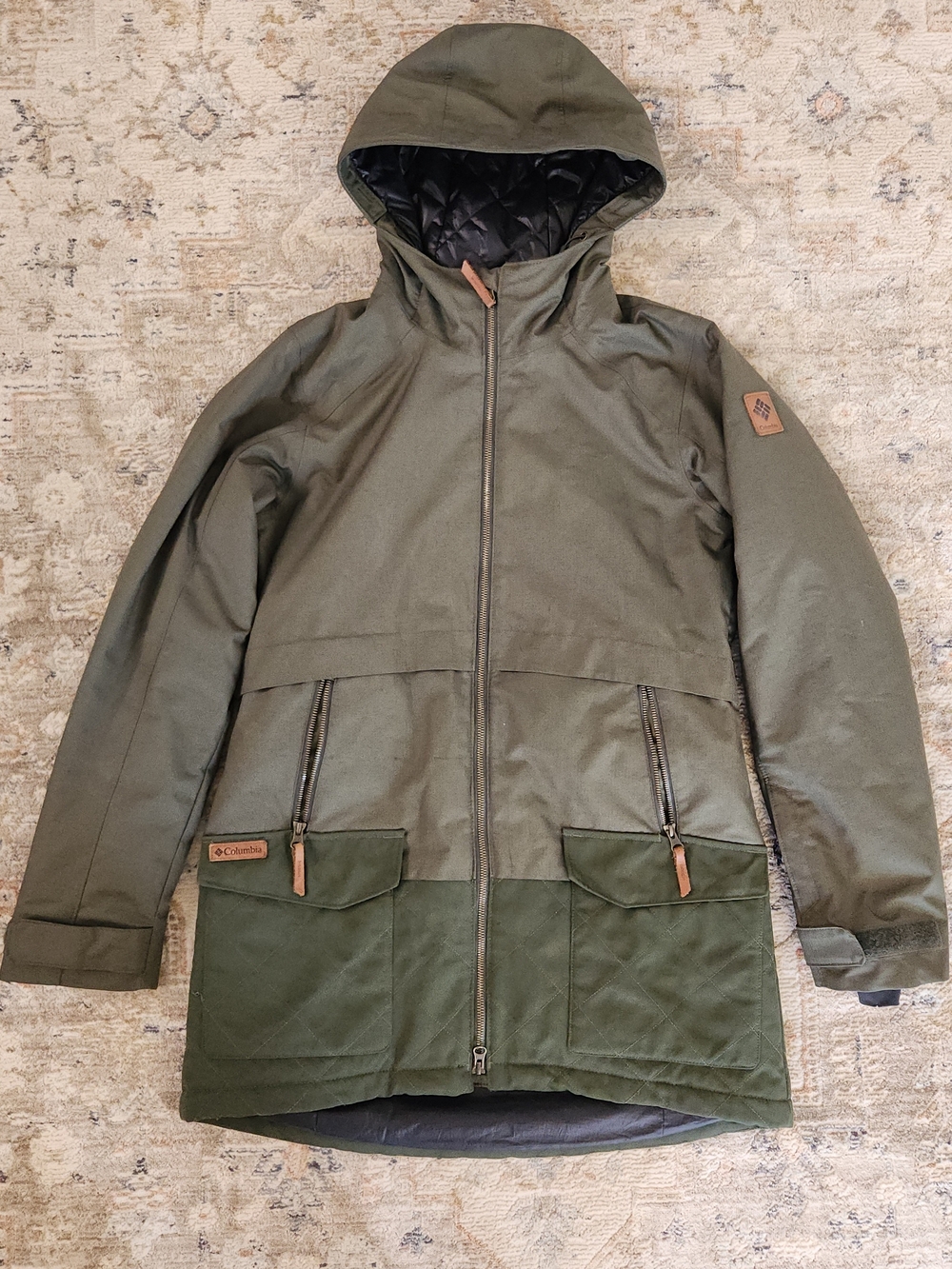 Columbia Green Catacomb Crest Omni Heat Parka Jacket Long Coat Ski Snowboard M